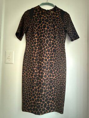 Taylor Animal Giraffe Print Dress Sz 6 Safari Chic Fall